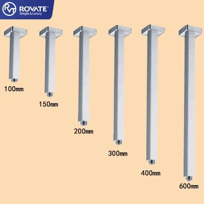 China ROVATE Modern Contemporary Bathroom Ceiling Shower Arm , In-Wall Shower Hose Concealed Square Brass for sale