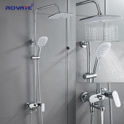 China Without ROVATE Multifunctional Wall Mount Bathroom Thermostatic Brass Shower Set, Hot And Cold Shower Faucet Rain Shower System Column for sale