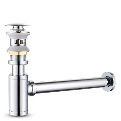 China Lower Automatic Brass Bathroom Drain With Detachable Basket Stopper, Vanity Sink Strainer, Chrome for sale