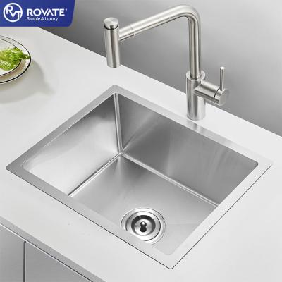 China Without Faucet ROVATE Factory Direct Sales Stainless Steel Kitchen Apron Sink, Square Sink Handmade Commercial Bar Luxury Good for sale