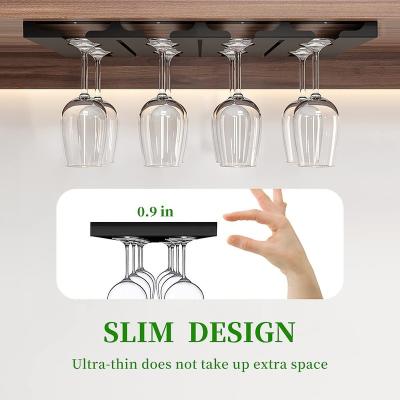 China Other Bar Kitchen Wine Glass Holder Glass Storage Hanger Under Cabinet Stemware Wine Glass Rack for sale