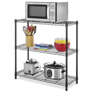 China Adjustable 3 Tier Stainless Steel Metal Kitchen Storage Organizer Shelf for sale