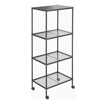 China Modern 5 Shelves Storage Shelf Metal Organizer Grid Shelving Black for sale