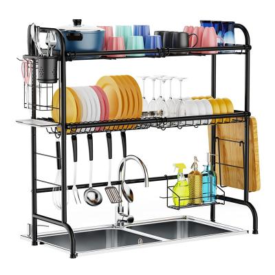 China 3 Tier Stainless Steel Metal Kitchen Storage Organizer Adjustable Shelf Over The Sink Dish Dish Drainer Rack Viable for sale