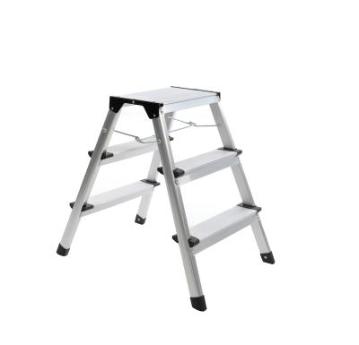 China Folding Ladders 3-Step Household Step Stools Lightweight Double Sided Aluminum Folding Ladder GS for sale