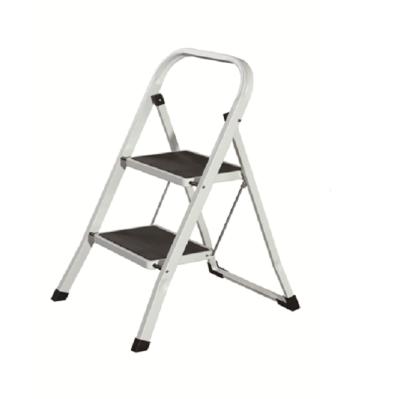 China Folding Ladders Iron 2-Step Adjustable Folding Step Ladder Metal Folding Stool With Plastic Mat for sale