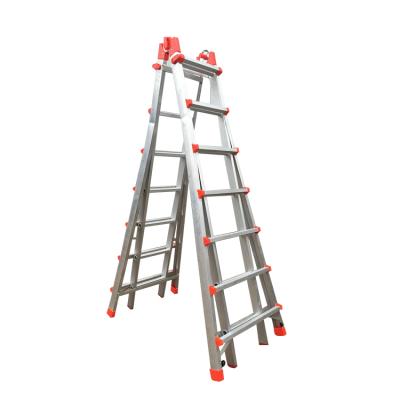 China Folding Ladders 4X7 Step Warehouse Foldable Ladder Aluminum Telescopic Attic Multifunction Ladder for sale