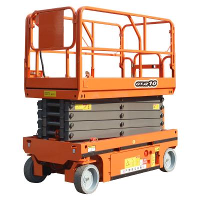 China Hotels hydraulic scissor lifts lift table platform safe driving self-propelled electric drive mobile scissor lift for sale