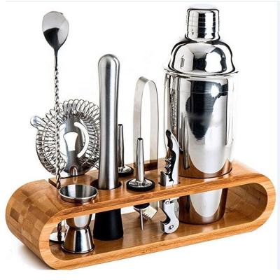 China Premium Quality 10 Piece Bar Stocked Stainless Tool Kit With Stylish Bamboo Rack for sale