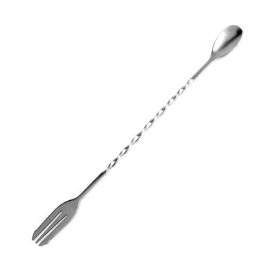 China Stainless Steel Disposable Professional High Quality Long Bar Spoon Double Ends Available With Fork for sale