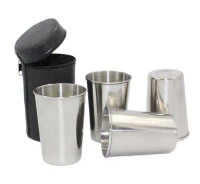 China 4pcs/Set 150ml CLASSIC Travel Stainless Steel Cups Shot Glass Mini Glasses For Whiskey Wine Outdoor Set for sale