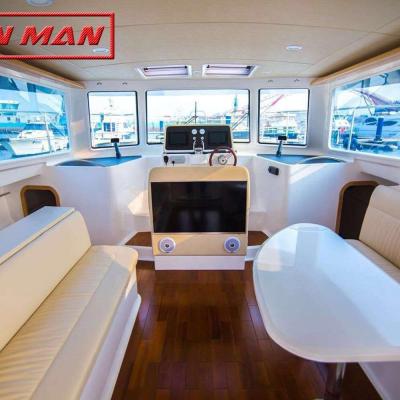 China New Model 38ft Fiberglass Catamaran Boat Dinghy Yacht Twin 150HP Luxury Exteriors for sale