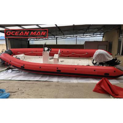 China Affordable RIB760 Fiberglass Rigid Sport PVC Inflatable Dinghy Big Speed ​​Boat Deck Space for sale