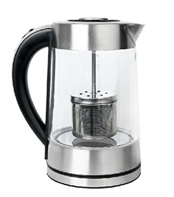 China 360 Degree CE SASO Rotation Low GS CB LFGB ETL 2 In 1 Electric Glass Tea Kettle 1.7L for sale