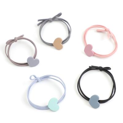 China Bright colors love heart red cute rope girl elastic band simple hair rope hair net tie ponytail hair accessories for sale