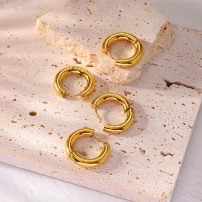 China Vintage Earrings Vershal A667 Waterproof 18k Gold Plated Chunky Simple 4mm Stainless Steel Hoop Earrings For Women for sale