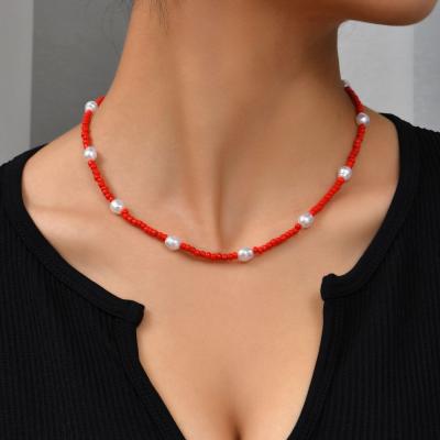 China Vershal L-013 CLASSIC Red Ocean Element Set Necklace Irregular Vintage Shell Pendant Necklace 2021 for sale