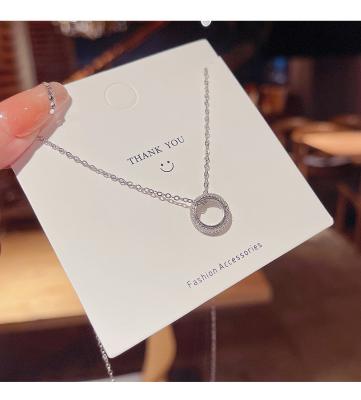 China CLASSIC Minimalist Circle Diamond Set Titanium Steel Necklace micro 2022 stainless steel Vershal L-001 for sale