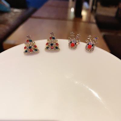 China Vershal A789 Newcomer Christmas Earring Cute Christmas Earring Ekl Pave Rhinestone Christmas Tree Stud Earrings for sale