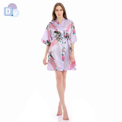 China QUICK DRY Summer Hot Sale Vintage Homewear Long Robe Silk Floral Satin Bridal Women's Long Robe Pajamas for sale