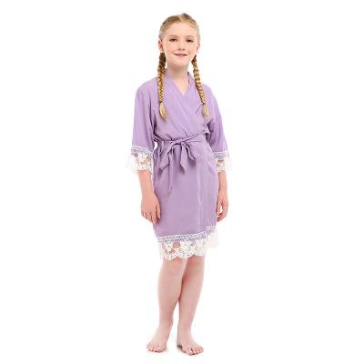 China 2021 QUICK DRY new arrive OEM color summer spring lace satin rayon sleepwear for kids girls for sale