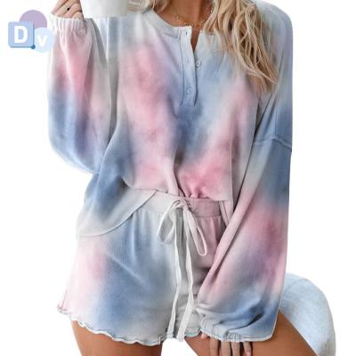 China Wholesale Casual Women QUICK DRY Designers Tie Dye Pajamas Loungewear Set Plus Size for sale