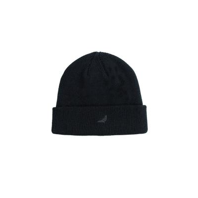 China COMMON Fashionable Warm Cotton Beanie Hat Custom Logo Winter Knitted 100% Black Knitted Hat Men Embroidery for sale