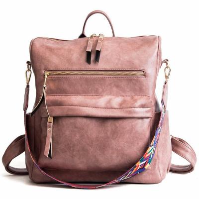 China Portable Women's Fashion Backpack Clips Design Universal Handbags And Shoulder Bag PU Leather Travel Bag for sale