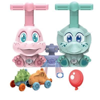 China Educational Toys Cartoon Dinosaur Racing Car Toy Balloon Launcher Car Toy Set with Light and Music for sale