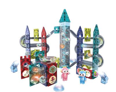 China Safety 167 Pcs Ball Building Blocks Set Shining Magnetic Kids Toys Magnetic Building Toys Magnetic Colorful Lightweight Ball Track Block for sale