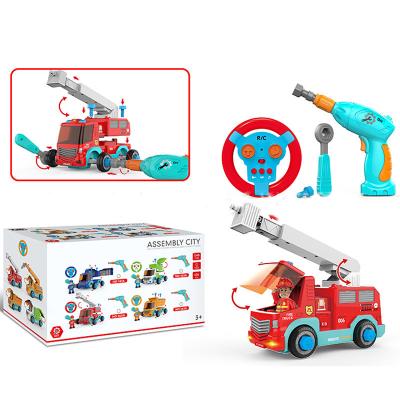 China DIY Music Toy Music RC Hobby Fire Truck Toy Car Light Weight Educational Toys For Children for sale