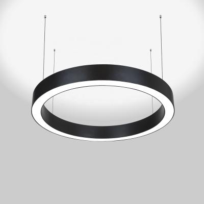 China Extrude modern architectural circular aluminum housing/acrylic lens LED pendant light with ring shape with low UGR spot reflector with linear canopy with high lumen for sale