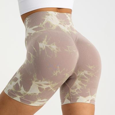 China Wholesale Summer Workout Sporty Women's Workout Shorts Dye Breathable Spandex Tie Nylon Yoga Gaiters Crac! crack! for sale