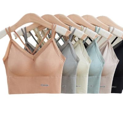 China Lady Seamless Vest Bra Women Sports Bra Top Fitness Beauty Back Hollow Out High Elastic Seamless Underwear for sale