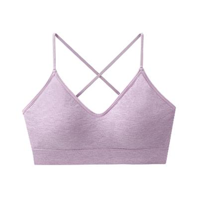 China Seamless Sports Vest Female Chest Bra Back Halter Top Camisole Female Seamless V Neck Beauty Vest for sale