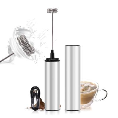 China New Viable Color Box USB Coffee Maker Automatic Handheld Rechargeable White Color Milk Frother for sale