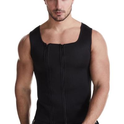 China Mens Wearproof Polyester Double Zipper Vest Fitness Sauna Suit Men for sale