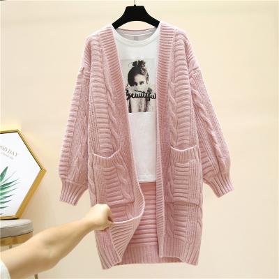 China 2022 Women's QUICK DRY Long Knitted Cardigan Winter Japanese Sweater New Loose Twist Cardigan for sale