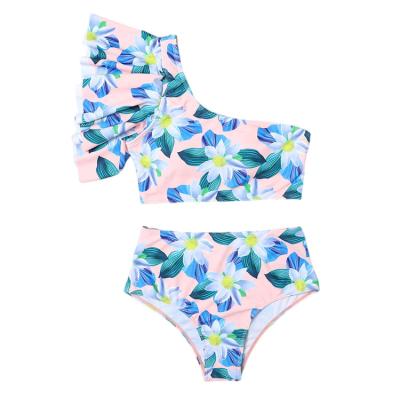 China Breathable Women Sexy Printed Bikini Split High Waist Ruffled Swimsuit for sale