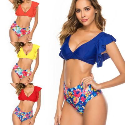 China Ruffled Printing Swimwear Transparent Bikinis And Swimwear Beautiful Antibacterial Bikini Beach Wear (Old) for sale