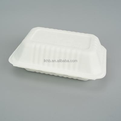 China 100% Natural Disposable Eco Friendly Biodegradable Sugar Cane Compostable Clamshell Take Out Food Containers for sale