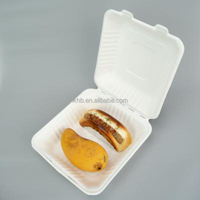 China Factory Directly High Quality 100% Biodegradable Bagasse Fast Food Container Clamshell Box for sale