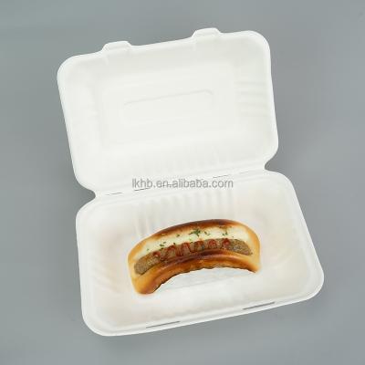 China Wholesale Biodegradable Biodegradable Bagasse Clamshell Dinner Box Container Disposable BBQ Snacks Storage Packaging for sale