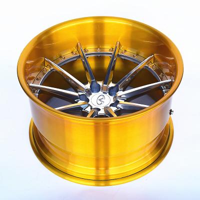 China Aluminum Customized 2 Piece Super Deep Concave Brushed Bronze Wheel for sale