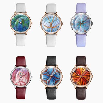 China Water Resistant Women Watch Wristwatch Colorful Delicate Cute Slim Elegant Simple Traditional Hand Made Flower Round Embroidery Wrist Watch for sale