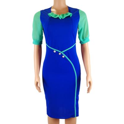 China Plus Size Fashion Summer Women Plus Size Dress Color Matching Bodycon Work Wear Business Woman Office Ladies Dress for sale