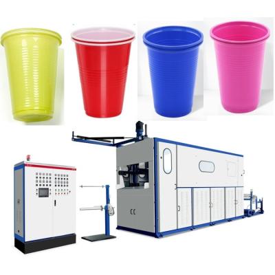 China 11 kW de potencia de calefacción Máquina de fabricación de tazas de plástico desechables totalmente automática para caja de pasteles y otros productos en venta