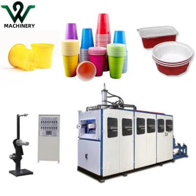 China Volledig automatische plastic thermoforming machine voor wegwerp plastic beker plastic pizza doos koekdoos cake doos Te koop