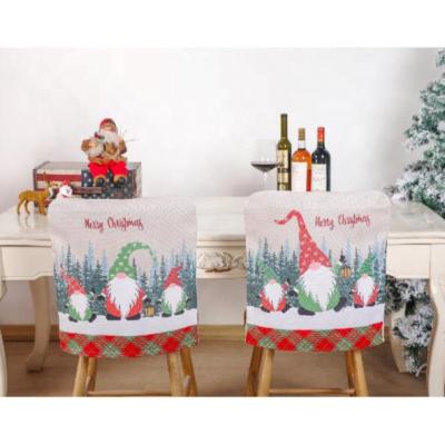 China Christmas Santa Kitchen Table Chair Covers Canvas Cover for Holiday Party Home Decoration for sale