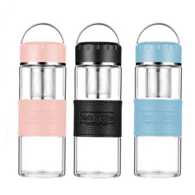 China WITH LID Unbreakable High Quality Glass Water Bottle With Stainless Steel Tea Infuser for sale